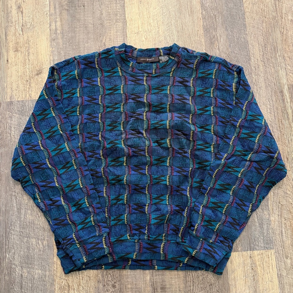 Jhane Barnes Multicolor Patterned Crewneck Sweater